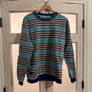 Aldi Men's Striped Sweater - Blue and Gray